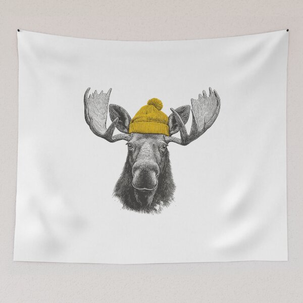 Item preview, Bull Moose Wearing Beanie designed and sold by SaraPorte.