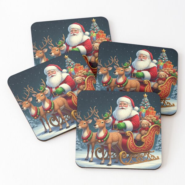 Item preview, Santa Claus in Sleigh with Reindeer – Festive Christmas Illustration with Gifts and Tree designed and sold by PixelVibe782.