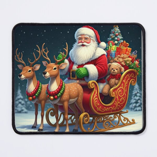 Item preview, Santa Claus in Sleigh with Reindeer – Festive Christmas Illustration with Gifts and Tree designed and sold by PixelVibe782.