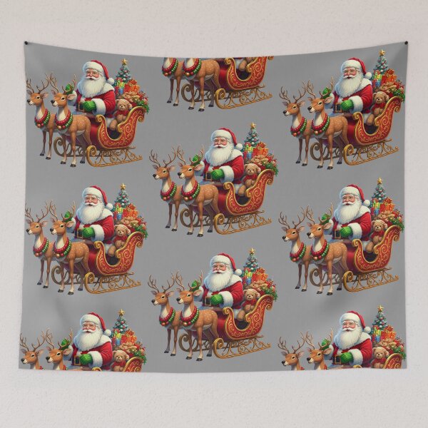 Item preview, Santa Claus in Sleigh with Reindeer – Festive Christmas Illustration with Gifts and Tree designed and sold by PixelVibe782.