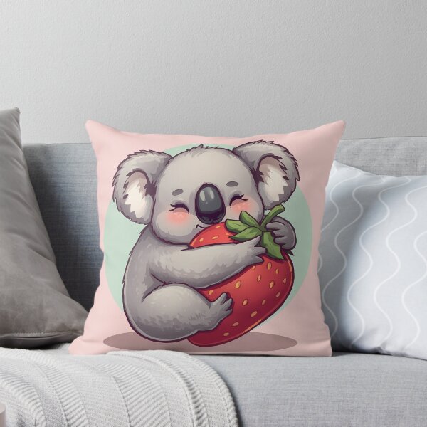 Item preview, Kawaii Koala with Strawberry | Cute Pastel Animal Art designed and sold by PawxelArt.