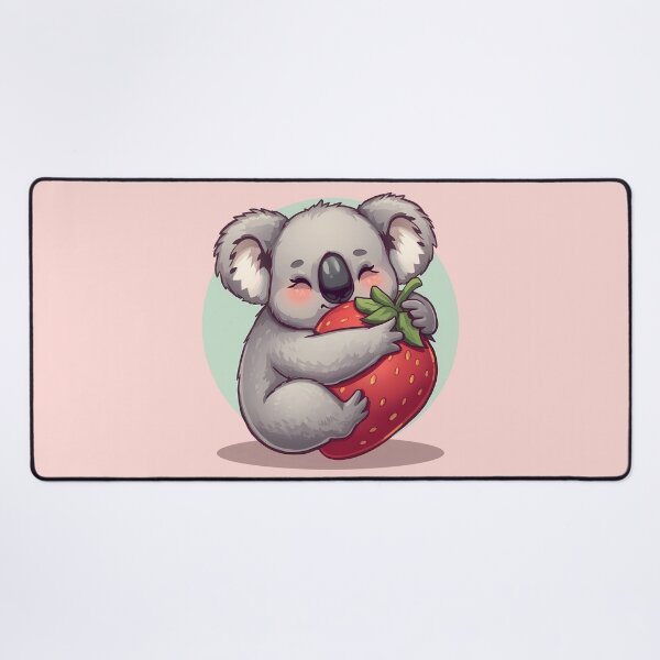 Item preview, Kawaii Koala with Strawberry | Cute Pastel Animal Art designed and sold by PawxelArt.
