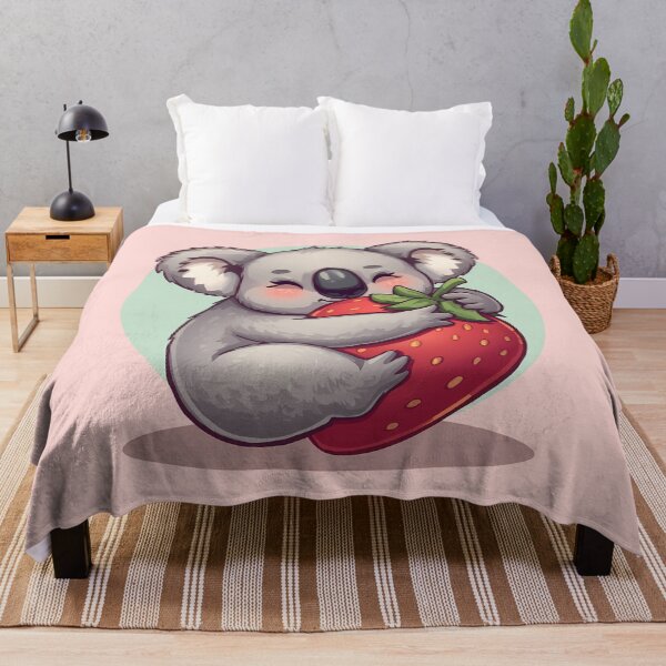 Item preview, Kawaii Koala with Strawberry | Cute Pastel Animal Art designed and sold by PawxelArt.