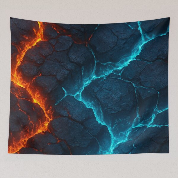 Item preview, Textura de lava agrietada de color rojo fuego y azul hielo designed and sold by SassyArtistry.