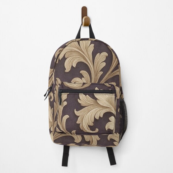 Item preview, Elegant golden baroque leaf damask on dark background designed and sold by SassyArtistry.