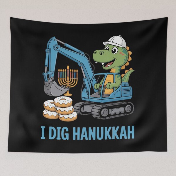 Item preview, I Dig Hanukkah Excavator Dino Chanukah Construction designed and sold by ValerieRodrigue.