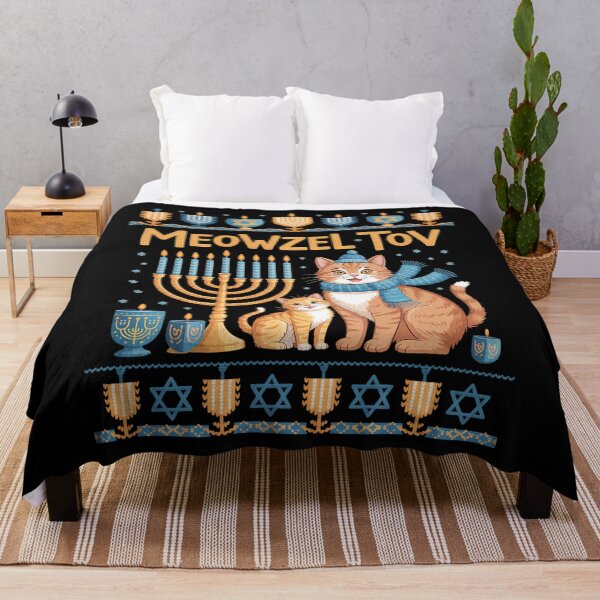 Item preview, Meowzel Tov Ugly Hanukkah Cat Chanukah Jew Menorah designed and sold by Sunset4Bones.