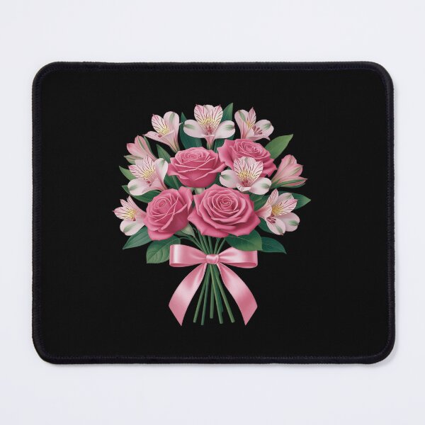 Item preview, Elegant Pink Rose and Lily Bouquet with a Bow Shapes Mania designed and sold by Idarmotar.
