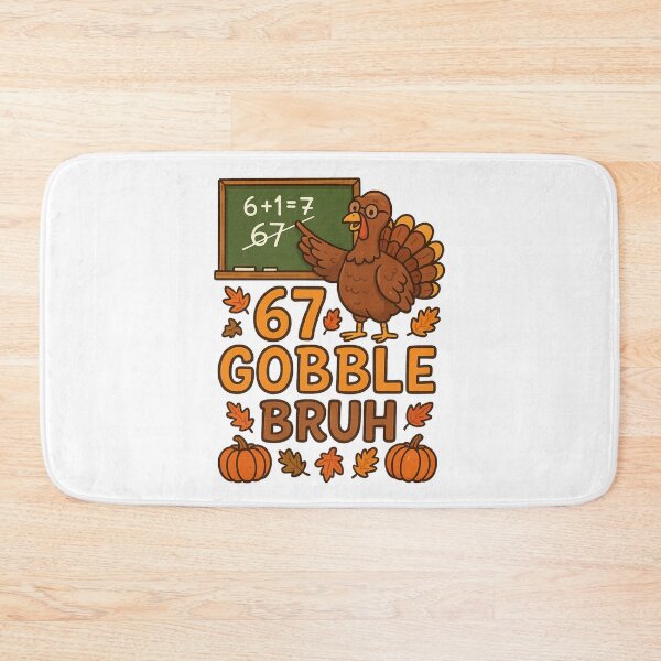 Item preview, 67 Gobble Bruh Turkey Teacher - Funny Thanksgiving Meme Tee Sticker designed and sold by GeniePixel.