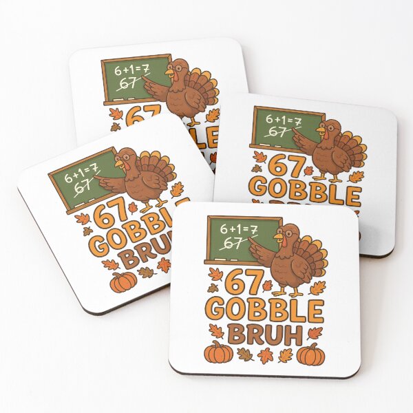 Item preview, 67 Gobble Bruh Turkey Teacher - Funny Thanksgiving Meme Tee Sticker designed and sold by GeniePixel.