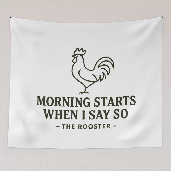 Item preview, Morning Starts When I Say So - Rustic Rooster Quote Minimalist Farmhouse Kitchen Wall Art designed and sold by SlavicFolk.