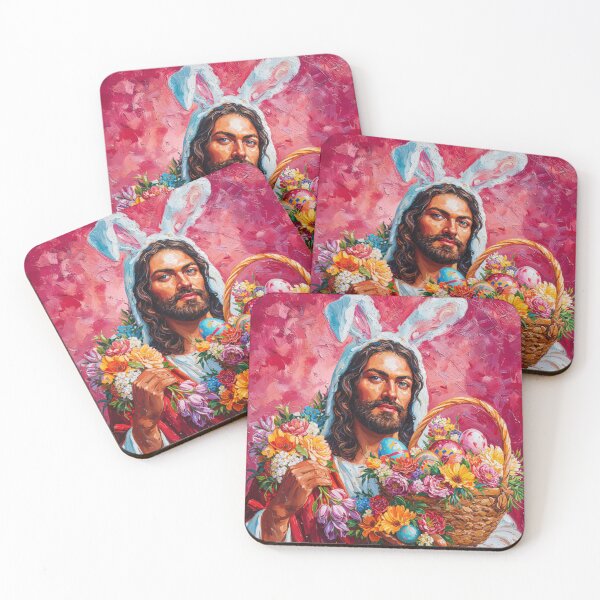 Item preview, Easter Bunny Jesus with Floral Basket Art designed and sold by Anastasiia Yurevych.