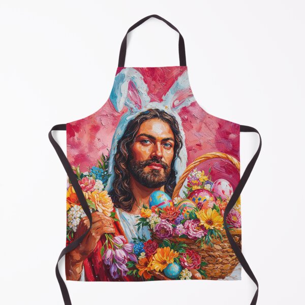 Item preview, Easter Bunny Jesus with Floral Basket Art designed and sold by Anastasiia Yurevych.