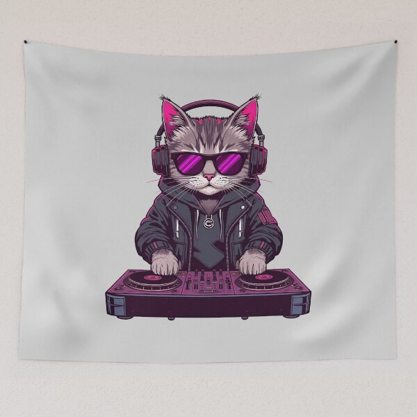 Item preview, Cool Cat DJ Mixing Music | Feline Scratch Master designed and sold by ArtCustomDesign.