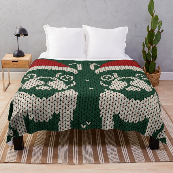 Item preview, Green Christmas sweater pattern with French bulldogs in hats designed and sold by SassyArtistry.