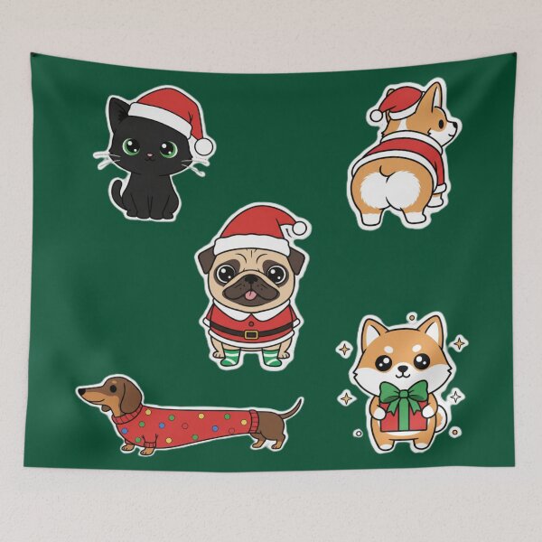 Item preview, Cute Christmas Pets Sticker Pack designed and sold by MuseAI.