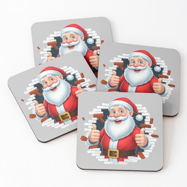 Item preview, Cheerful Santa Claus Bursting Through a Brick Wall – Fun and Energetic Christmas Art designed and sold by PixelVibe782.