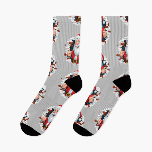 Item preview, Cheerful Santa Claus Bursting Through a Brick Wall – Fun and Energetic Christmas Art designed and sold by PixelVibe782.