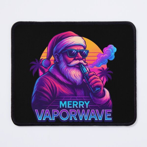Item preview, Merry Vaporwave – Retro Neon Santa Vaping Christmas Design designed and sold by House of Taste Vape Designs.