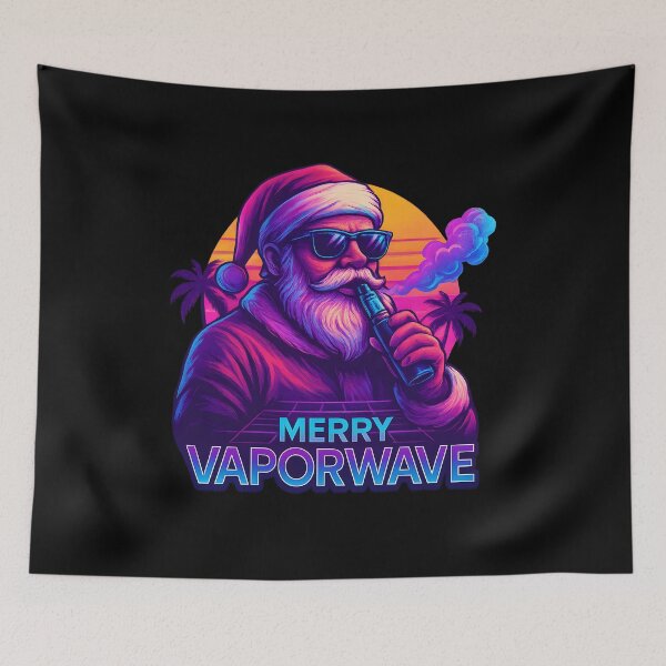 Item preview, Merry Vaporwave – Retro Neon Santa Vaping Christmas Design designed and sold by House of Taste Vape Designs.