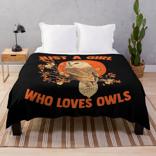 Item preview, Just A Girl Who Loves Owls – Beautiful Barn Owl with Orange Moon & Blossoms T-shirt & Gifts designed and sold by LarryMBrown.