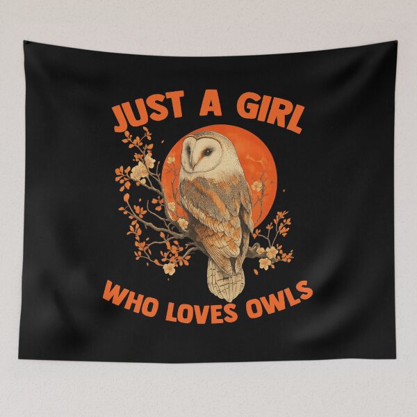 Item preview, Just A Girl Who Loves Owls – Beautiful Barn Owl with Orange Moon & Blossoms T-shirt & Gifts designed and sold by LarryMBrown.