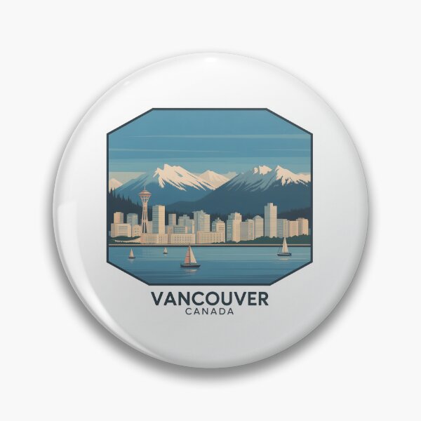 Item preview, Vancouver Canada Skyline – Vintage Travel Poster Illustration designed and sold by VividOrganica.