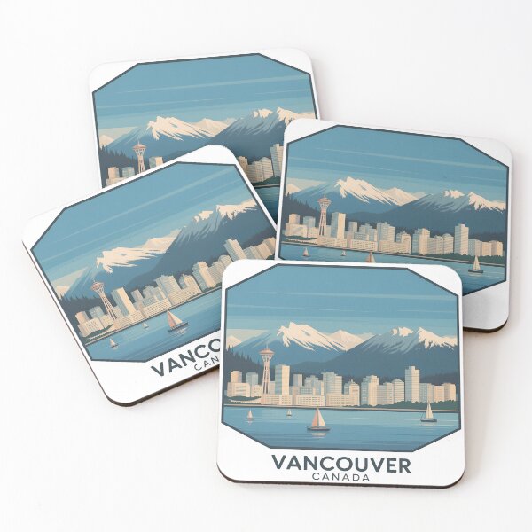 Item preview, Vancouver Canada Skyline – Vintage Travel Poster Illustration designed and sold by VividOrganica.