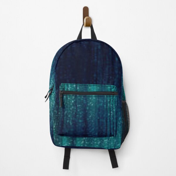 Item preview, "Teal Blue Abstract Glitch Lines Shimmer Digital Art" poster designed and sold by anandsiva2703.