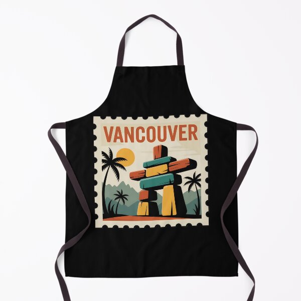 Item preview, Vancouver Vintage Stamp Poster – Retro Travel Art Featuring Inukshuk and Mountains designed and sold by VividOrganica.