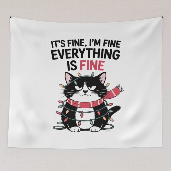 Item preview, Christmas IT'S FINE, I'M FINE EVERYTHING IS FINE Cat designed and sold by VladoZork.