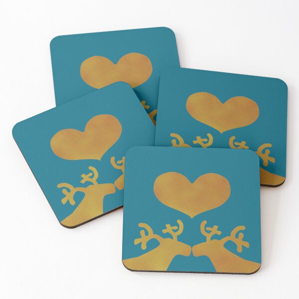 Item preview, Golden Reindeer couple on blue - Calm, Sensory-Friendly designed and sold by CreaTwinkles.