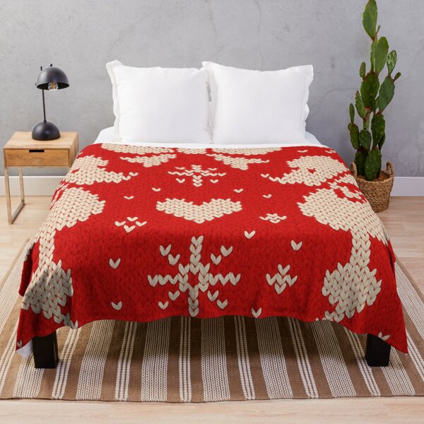 Item preview, Red Christmas knit pattern with poodles and hearts designed and sold by SassyArtistry.