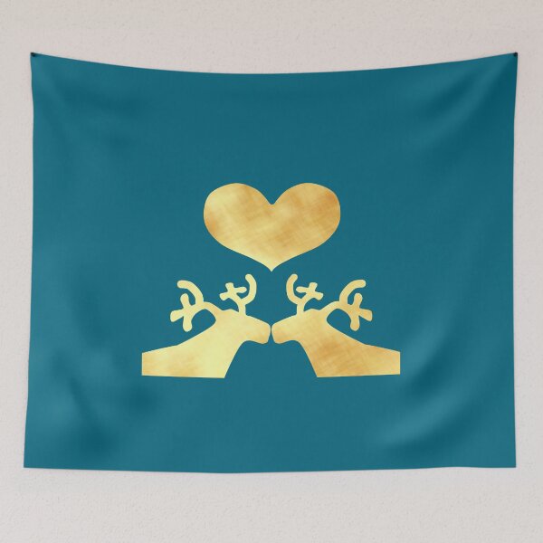 Item preview, Golden Reindeer couple on blue - Calm, Sensory-Friendly designed and sold by CreaTwinkles.