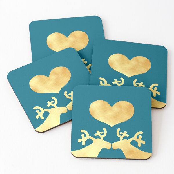 Item preview, Golden Reindeer couple on blue - Calm, Sensory-Friendly designed and sold by CreaTwinkles.