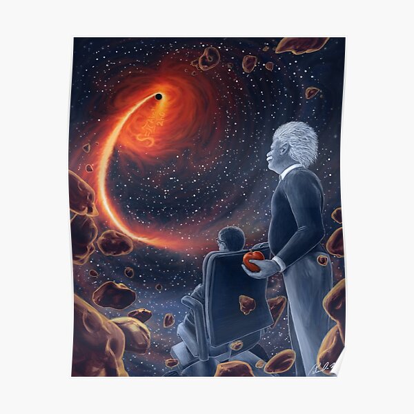 Ghosts in the Sky: Einstein and Hawking Poster