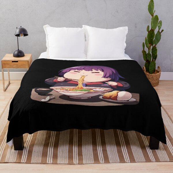 Aperçu de l'œuvre Hitagi Senjougahara Chibi Anime Girl mangeant des ramen de Bakemonogatari créée et vendue par Raslbazola.
