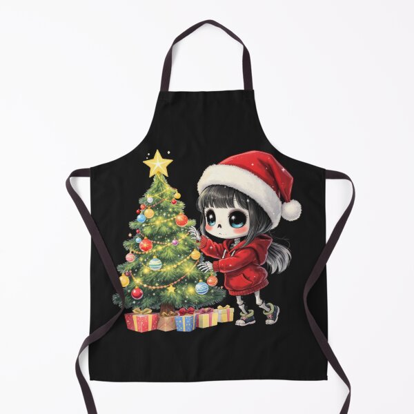 Item preview, Skeleton Girl Decorating Christmas Tree | Cute Kawaii Chibi Spooky Christmas Art designed and sold by ColorSplash123.