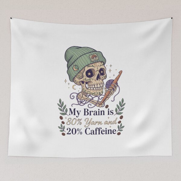 Item preview, My Brain is 80% Yarn and 20% Caffeine designed and sold by yusufdehbi.