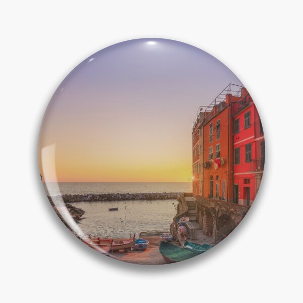 Item preview, Riomaggiore village and boats at sunset. Cinque Terre, Italy designed and sold by Stefano Orazzini.