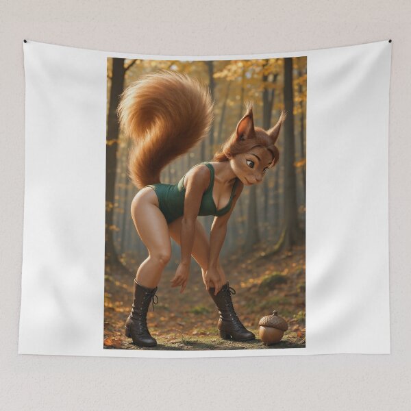 Item preview, Furry squirrel girl finding a nut designed and sold by CathryneDelamort.