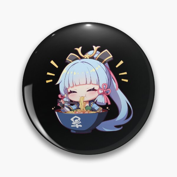 Item preview, Kamisato Ayaka Genshin Impact Chibi Girl Enjoying Hot Ramen Anime designed and sold by Raslbazola.