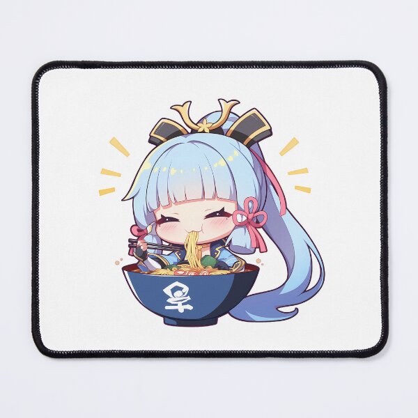 Item preview, Kamisato Ayaka Genshin Impact Chibi Girl Enjoying Hot Ramen Anime designed and sold by Raslbazola.