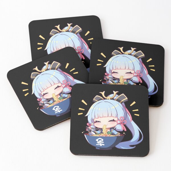 Item preview, Kamisato Ayaka Genshin Impact Chibi Girl Enjoying Hot Ramen Anime designed and sold by Raslbazola.