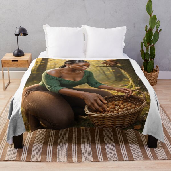 Item preview, African woman feeding squirrel   designed and sold by CathryneDelamort.