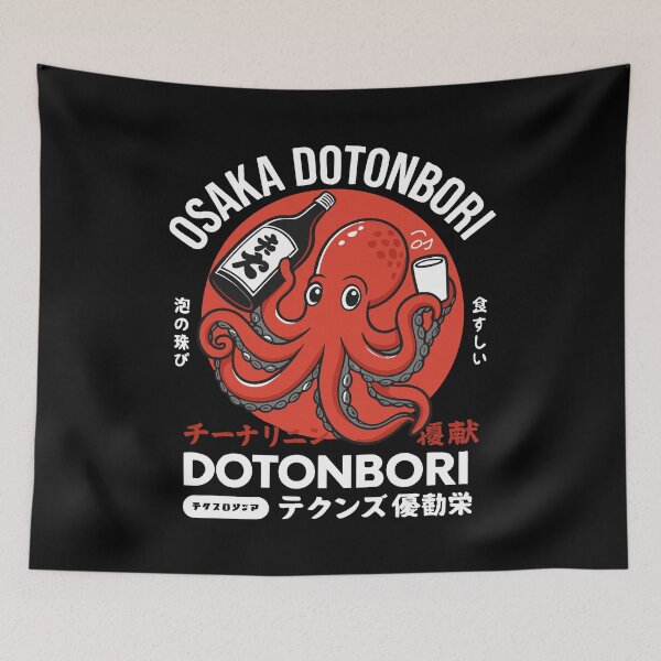 Item preview, Retro Osaka Dotonbori Octopus Sake Sushi Japan Streetwear Design designed and sold by w1ckerman.