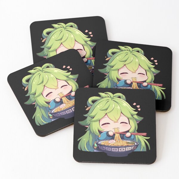 Item preview, Game Baizhu Chibi Green Healer Eating Ramen Genshin Impact Anime designed and sold by Raslbazola.