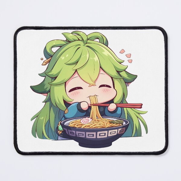 Item preview, Game Baizhu Chibi Green Healer Eating Ramen Genshin Impact Anime designed and sold by Raslbazola.
