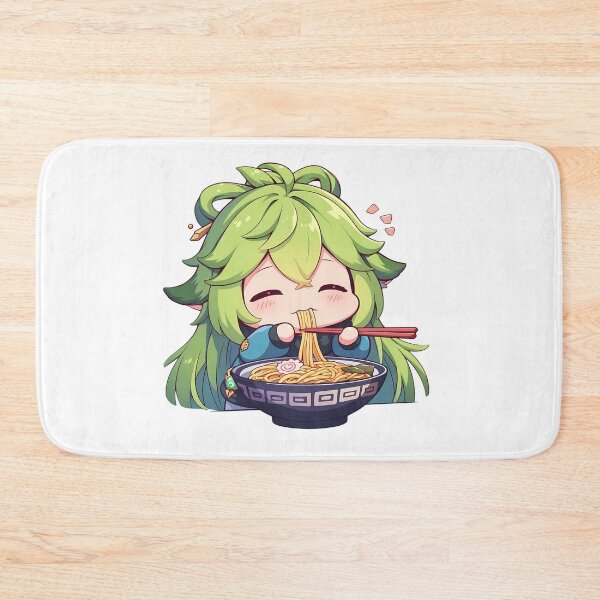 Item preview, Game Baizhu Chibi Green Healer Eating Ramen Genshin Impact Anime designed and sold by Raslbazola.
