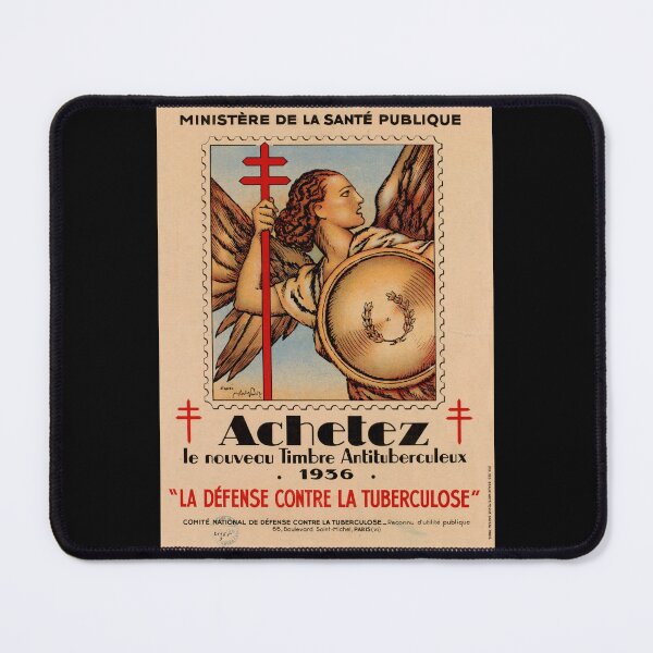 Item preview, Vintage French Art Deco Poster | 1936 Anti-Tuberculosis Stamps | Lorraine Cross & Angelic Figure | Public Health Advocacy designed and sold by artofuniverse.